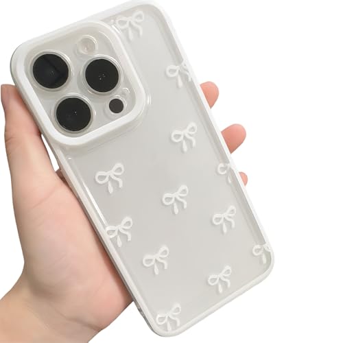 Tybiky Kompatibel mit iPhone 12 TPU Hülle Cute Süßes Bow Schleife Handyhülle Glitzernd Farbe Muster Nette Bowknot Stoßfest Glänzende Transparent Schutzhülle für Frauen Mädchen Cover,Weiß von Tybiky