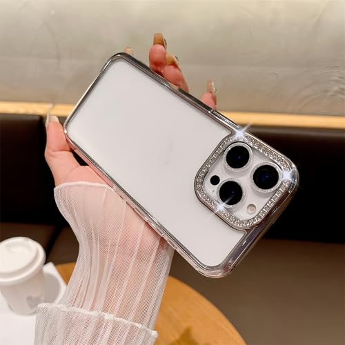 Tybiky Kompatibel mit iPhone 14 Pro Max Transparent Hülle Bling Rhinestone Diamant Case Kratzfest Silikon Schutzhülle für Mädchen Durchsichtig Stoßfest Bumper Handyhülle für iPhone 14 Pro Max,Silber von Tybiky