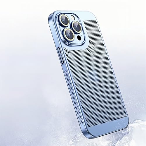 Tybiky Wärmeableitungs Hülle Kompatibel mit iPhone 11 Galvanik Feine Lochschutz Handyhülle Ultradünne PC-Abdeckung Schutzhülle Neue Mattes Gefühl Kühlendes Atmungsaktives Case,Far-Peak-Blau von Tybiky