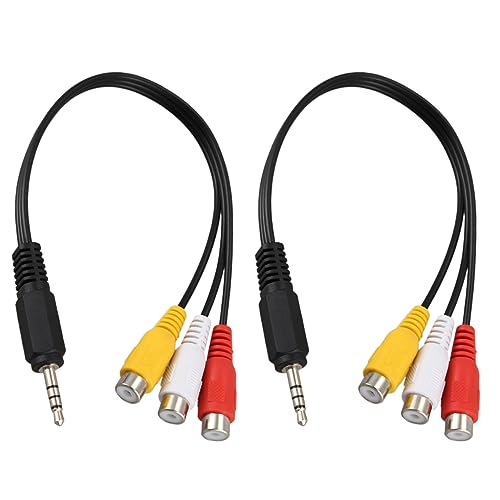 Tynmoel 2 Stücke 3.5 mm Stecker auf 3 Cinch-Buchse Audio Video Kabel 22cm von Tynmoel