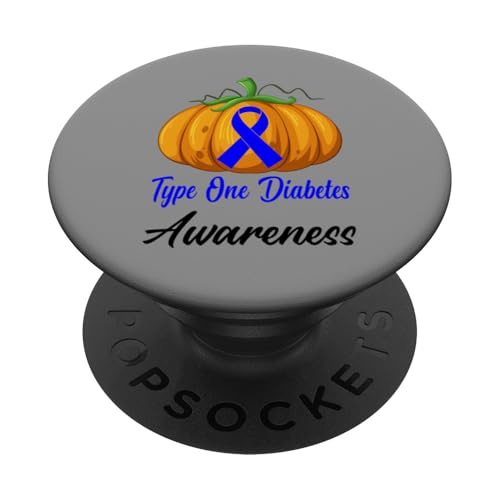 Typ One Diabetes Diabetiker T1D blaues Band Kürbis Halloween PopSockets mit austauschbarem PopGrip von Type 1 Diabetes Awareness Products T1D (Lwaka)