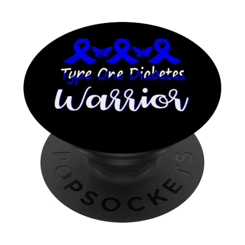 Type One Diabetes Diabetiker T1D Blue Ribbon Butterfly Support PopSockets mit austauschbarem PopGrip von Type 1 Diabetes Awareness Products T1D (Lwaka)