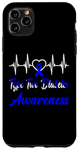 Hülle für iPhone 11 Pro Max Typ Two Diabetes Diabetiker T2D Warrior Heartbeat Love Blau von Type 2 Diabetes Awareness Products T2D (Lwaka)