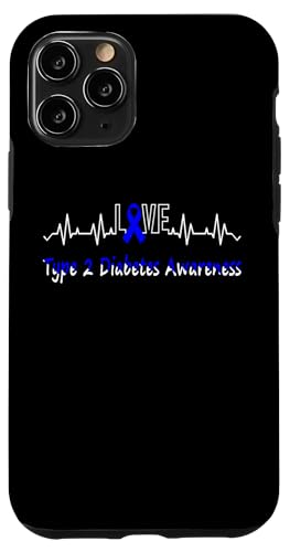 Hülle für iPhone 11 Pro Type Two Diabetes Diabetiker T2D Blue Ribbon Love HeartBeat von Type 2 Diabetes Awareness Products T2D (Lwaka)