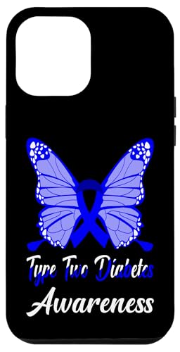 Hülle für iPhone 13 Pro Max Typ 2 Diabetes Diabetiker-Bewusstsein Blue Ribbon Butterfly von Type 2 Diabetes Awareness Products T2D (Lwaka)