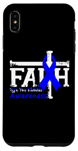 Hülle für iPhone XS Max Typ Two Diabetes Diabetiker T2D Glaube Christliches Kreuz Blau von Type 2 Diabetes Awareness Products T2D (Lwaka)