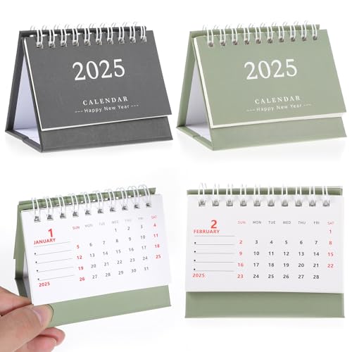 Tyqour 2 Stück 2025 Tischkalender Zum Aufstellen Mini Kalender 2025 Familienplaner 2025 Monatskalender Familienkalender Mini Desk Calendar 2025 von Tyqour