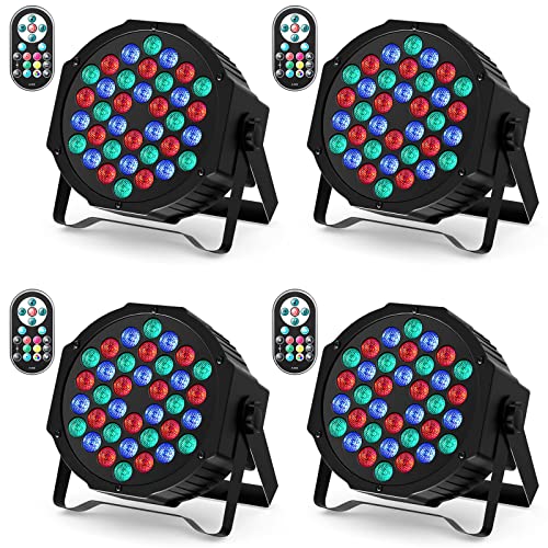 U`King 4er Pack LED Par Strahler 36 LED Bühnenlicht Partylicht RGB DMX512 mit Fernbedienung,Discolicht Scheinwerfer Beleuchtung Moving Head für Stage DJ Party Show Bar Halloween Weihnachten von U`King