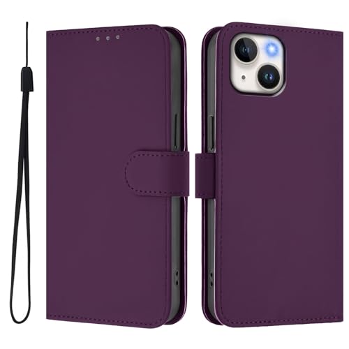 U.DARELIKE Handyhülle für iPhone 13 Mini PU Leder Klappbar Einfarbig Flip Cover Bunte Klapphülle mit Magnet Standfunktion Kartenfach Schutzhülle für iPhone 13 Mini Violett von U.DARELIKE