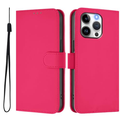 U.DARELIKE Handyhülle für iPhone 13 Pro Max PU Leder Klappbar Einfarbig Flip Cover Bunte Klapphülle mit Magnet Standfunktion Kartenfach Schutzhülle für iPhone 13 Pro Max Rose von U.DARELIKE