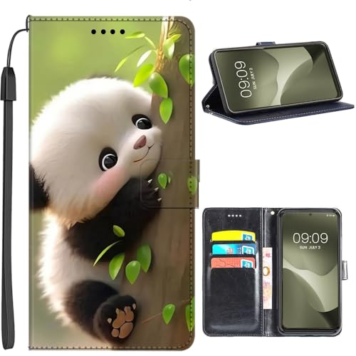 U.DARELIKE Hülle kompatibel mit iPhone 16 Plus PU Leder Handyhülle Tasche Flip Cover Klapphülle Magnetverschluss Schutzhülle für iPhone 16 Plus Panda von U.DARELIKE