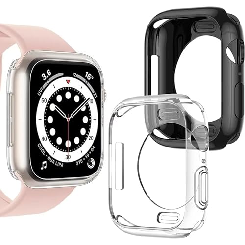 U191U Stoßstangen-Schutzhülle für Apple Watch, ultradünn, weich, TPU, stoßfest, Stoßstangenschutz für iWatch-Zubehör (ohne Displayschutzfolie) (transparent + schwarz, 49 mm Serie Ultra & Ultra 2) von U191U