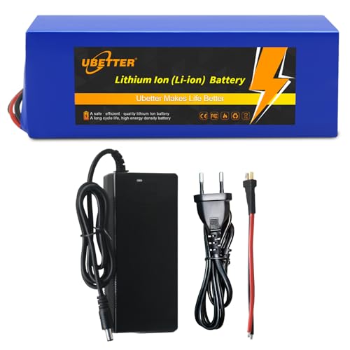 UBETTER 36V 48V Lithium-Ionen-Akku, Elektrofahrrad-Akku, 10AH 14AH 20AH Elektrofahrrad-Akku mit 2A Ladegerät für 250-1400W Elektrofahrrad-Rollermotor (48V 10Ah) von UBETTER