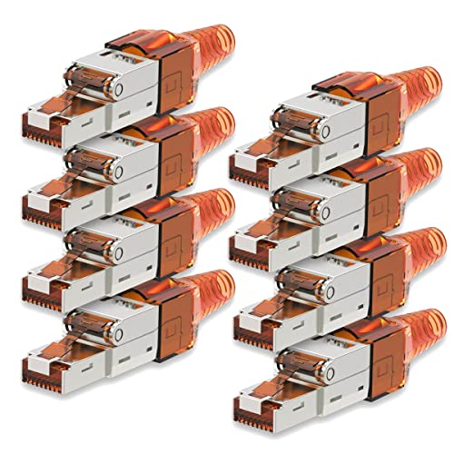 8 Stück Netzwerkstecker Cat 7 werkzeuglos CAT7 CAT7A RJ45 LAN UTP Kabel Stecker ohne Werkzeug werkzeugfrei CAT6a CAT6 CAT5 Verlegekabel Patchkabel Netzwerkkabel Toolless Modular Plug Connector von UC-Express