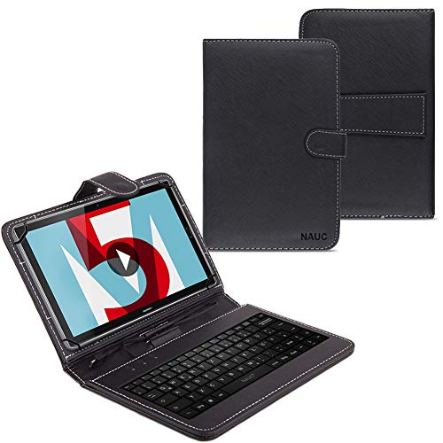 UC-Express Hülle Tasche Keyboard Case für Huawei MediaPad M3 Lite 10 Tastatur QWERTZ Standfunktion Micro USB von UC-Express