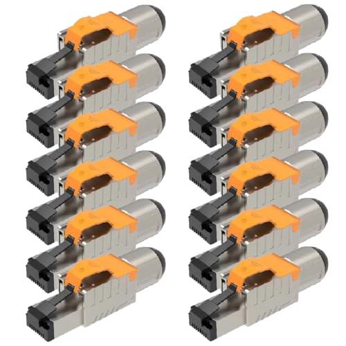 UC-Express Netzwerkstecker CAT 8 RJ45-12x RJ45 Stecker Steckverbinder - werkzeuglos - geschirmt - mit Zugentlastung - CAT8 CAT8.1 LAN Netzwerkkabel Stecker von UC-Express