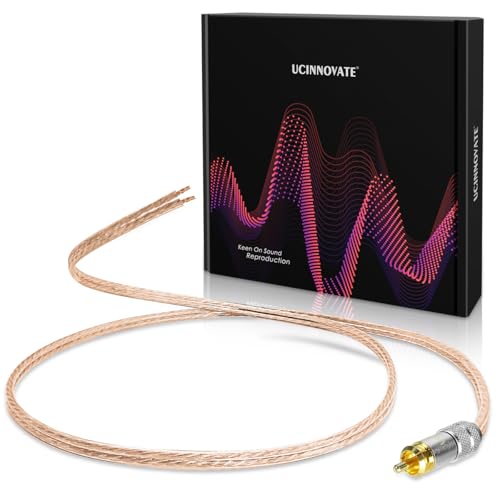 UCINNOVATE Cinch Lautsprecherkabel, 2m 13 AWG RCA Audiokabel zu blanken Lautsprecherkabel, RCA Stecker vergoldet zu Lautsprecherkabel Cinch Kabel für Verstärker und Subwoofer Audio Video AV Empfänger von UCINNOVATE