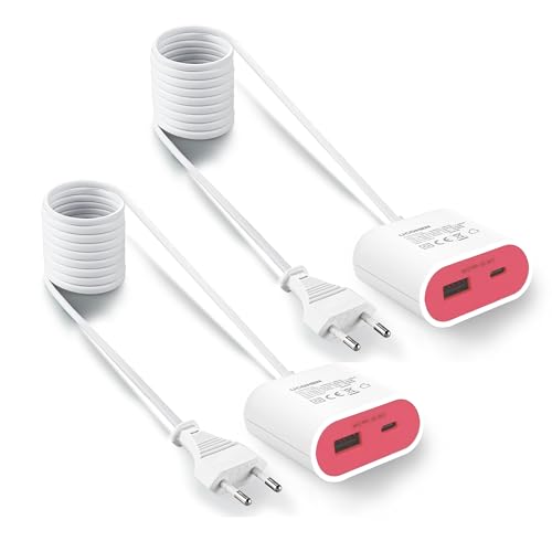 UCOMEN 17W Schnellladegerät mit 1.5 m Kabel, mit einem USB-A und einem USB-C,3.5A, rosa 2 Pack von UCOMEN