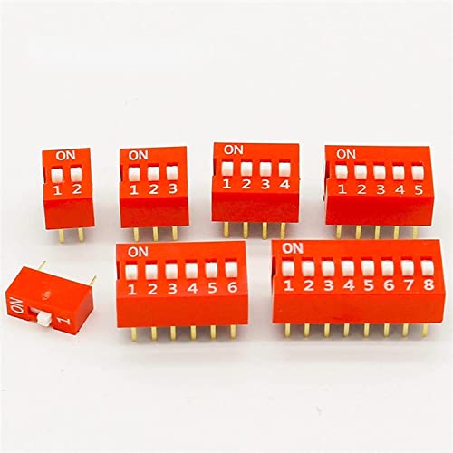 35-teiliges Dip-Switch-Set in Box 1 2 3 4 5 6 2,54 mm 8-Wege-Kippschalter Rot Schnappschalter Jedes 5-teilige Kombinationsset von UDAMX