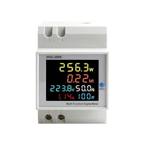 6IN1 Display Smart Meter Din-schiene AC Monitor Spannung Strom Leistungsfaktor Aktiv KWH Elektrische Energie Frequenz Meter D52-2066(250-450V Built-in CT) von UDAMX