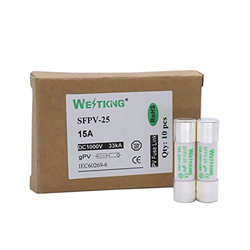 Solar Photovoltaik Sicherung 100 stücke 1000V DC 10 * 38mm 1A 3A 5A 10A 15A 20A 25A 30A for Photovoltaik-Stromversorgungssystem (Größe : 15A)(5A) von UDAMX