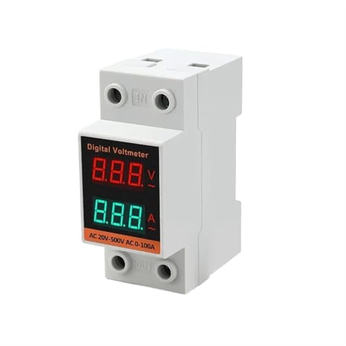 UDAMX YHC45-2042VA Din Rail LCD Dual Digital AC Voltmeter Amperemeter AC220V 380V Stromzähler AC60-500V AC0,00-99,9A Amp Monitor von UDAMX