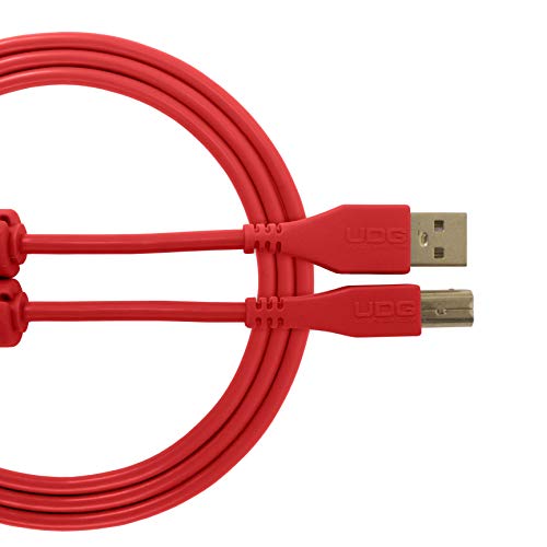 UDG GEAR Kabel USB 2.0 (A-B) gerade 3 m – Audio optimiertes UDG GEAR Ultimate Audiokabel für DJs und Produzenten zur Maximierung ihrer Leistung, rot von UDG