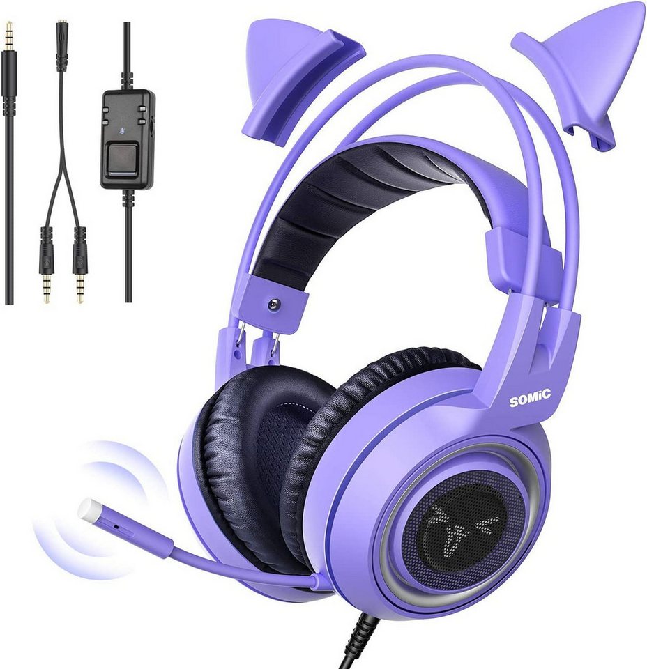 UE Stock Gaming Headset Kopfhörer Mikrofon Lautstärkeregler 3,5-mm-Buchse Lila Gaming-Headset (Geräuschisolierung, perfekt als Geschenk für Gamerinnen) von UE Stock