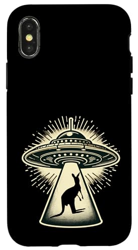 Hülle für iPhone X/XS Känguru entführt von Alien UFO - Lustiges Zootier von UFO Spaceship Abducting Abduction Zoo Animal by RJ