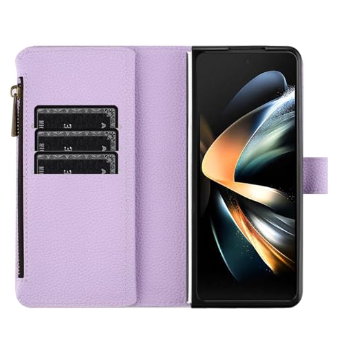 Schutzhülle für Samsung Galaxy Z Fold 6, Magnetverschluss, stoßfest, vollständiger Schutz, Folio-Schutzhülle, Leder-Klapphülle (lila) von UGERRIT