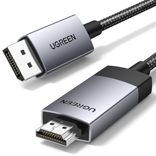 UGREEN 4K@60Hz DisplayPort zu HDMI Kabel DP zu HDMI Kabel Uni-Direktional DP 1.2 zu HDMI 2.0 Kabel HDR DP zu HDMI Adapter für Multi-Screen Kompatibel mit Monitor, Projektor, Dell(2M) von UGREEN