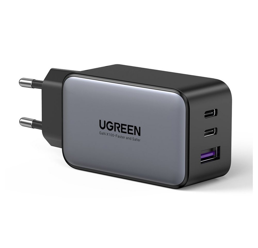 UGREEN GaN Ladegerät 2x USB Type C / 1x USB 65W Power Delivery grau USB-Ladegerät von UGREEN