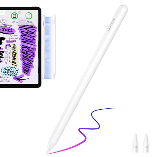 UGREEN Stift für iPad 2. Generation magnetisch kabellosladen Schnellladeleistung Neigungssensitivität Palm Rejection Stylus Pencil für iPad Pro 11" 4/3/2/1, 12,9" 6/5/4/3, iPad Air 4/5, iPad Mini 6 von UGREEN