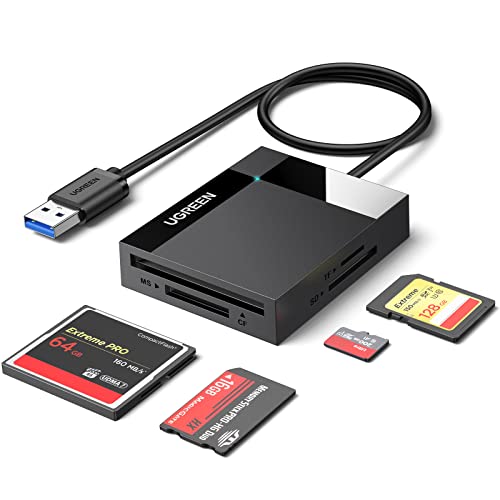UGREEN USB 3.0 104MB/S Kartenleser 4 in 1 Kartenlesegerät für TF/MS Card Reader mit parallelem Zugriff auf 4 Slots USB Lesegerät Adapter für SD, CF, Micro SD, SDXC, Micro SDHC, Micro SDXC, MS usw von UGREEN