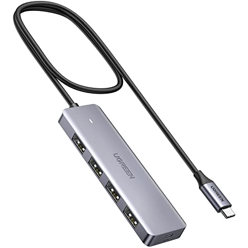UGREEN USB C Hub mit 4 Ports USB 3.0 OTG Adapter USB C Verteiler mit USB C Stromversorgung-Port kompatibel mit iPhone 15 Serie, MacBook Serie, iPad, Surface Pro/Go, Thinkpad und mehr (60cm) von UGREEN