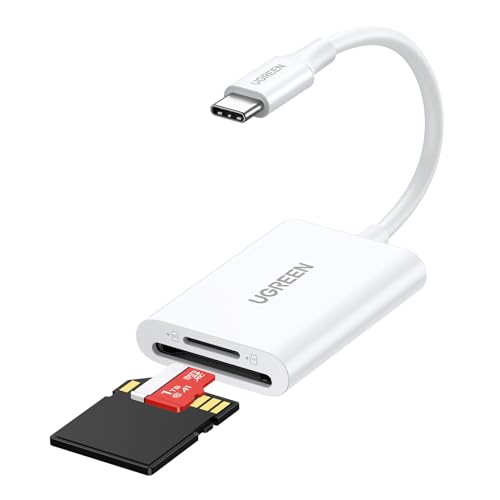 UGREEN USB C Kartenleser 170 MB/S SD 3.0 SD Micro SD Card Reader Typ C Kartenlesegerät USB C Card Reader kompatibel mit iPhone 16 Serie, Galaxy S24 Serie, iPad, MacBook Pro/MacBook Air usw (Weiß) von UGREEN