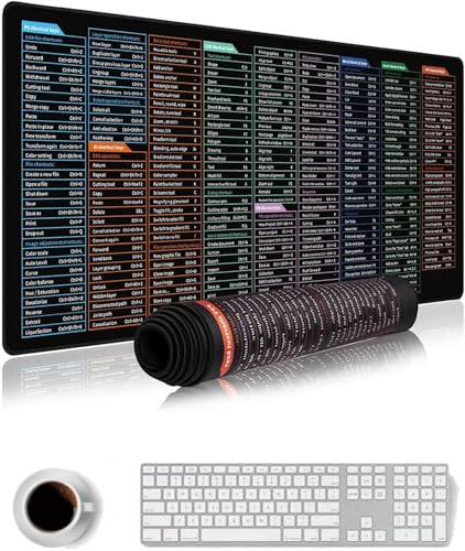 Shortcut-Mauspad, Excel-Spickzettel-Schreibtischunterlage, Shortcut-Tastaturpad, Computer-Shortcuts-Spickzettel-Matte für das Home Office,90 * 40cm von UHGFIMP