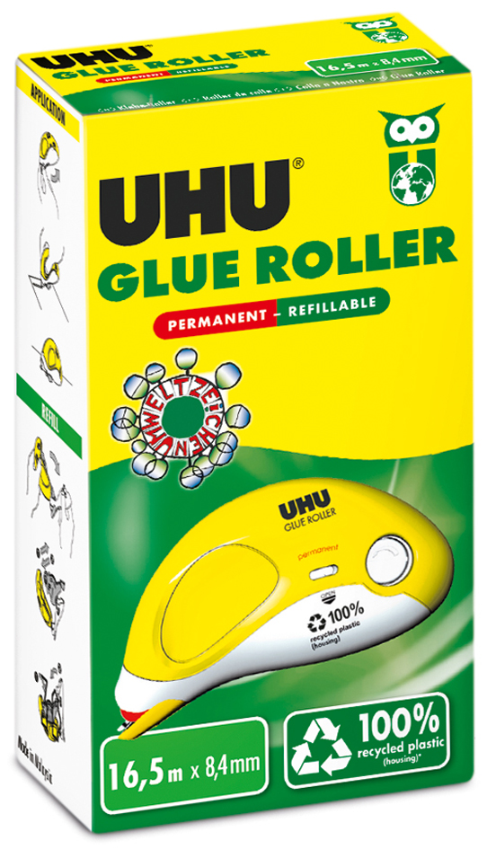 UHU Kleberoller GLUE Roller, permanent, 8,4 mm x 16,5 m von UHU