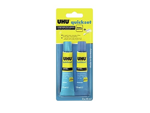 UHU PLUS schnellfest Binder & Härter Tube, Glasklarer, schneller Zweikomponenten-Epoxidharzklebstoff 35g - 2x15ml von UHU