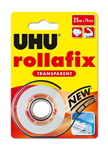 UHU rollafix Klebefilm, Transparentes Klebeband mit passendem Abroller, 19mm x 25 m von UHU