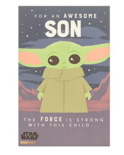 UK Greetings Geburtstagskarte für Sohn, Star Wars Geburtstagskarte für Sohn, Baby Yoda/Grogu Design von UK Greetings