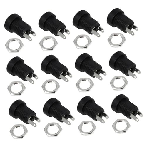 UKCOCO 1 24Stk Gleichstromsteckdose Bausatz Stecker DC-Steckdose DC-Netzteilbuchse stoßverbinder Gleichstromanschluss Schalttafeleinbaubuchse Aus Kunststoff und Metallmaterialien Black von UKCOCO