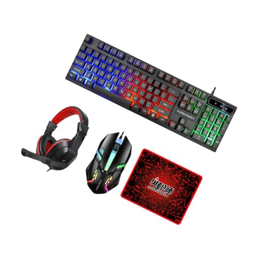 UKCOCO 1 Satz 104 Maustasten Set 4 In 1 Gaming Headset Tastatur Kabelgebunden Tastaturpad Computertastaturen 4 In 1 Gaming Tastatur Kabelgebunden Over Ear Kopfhörer Abs von UKCOCO