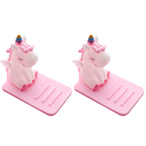 UKCOCO Handyhalter 2pcs Unicorn Phone Stand Lustige kreative Bunte Kunststoff Einhorn Telefonträger für Office Home (Pink) von UKCOCO