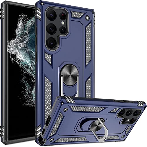 ULAK Hülle kompatibel mit Samsung S22 Ultra, [Militärqualität] Dual Layer Schutzhülle mit Standfunktion, TPU Stoßfest Case Cover für Samsung Galaxy S22 Ultra - Blau von ULAK