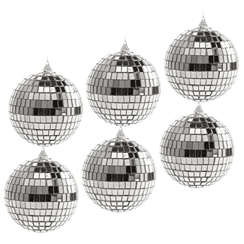 6St Disco-Spiegelkugel Discokugeln kleine Discokugel weihnachtsdeko christmas decorations raumdeko Christbaumschmuck Disco-Kugel-Aufhänger Weihnachtsspiegelkugeln Glasplatte Silver ULDIGI von ULDIGI