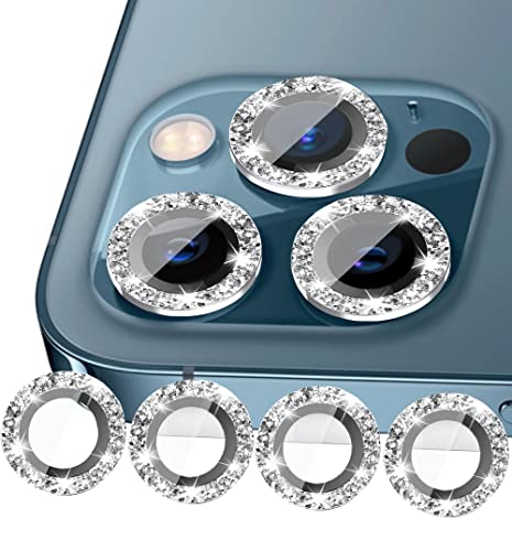 ULITIQ Kompatibel mit iPhone 12 Pro Max Kamera-Objektivschutz Bling, 12 Pro Max Kamera-Abdeckung, glitzernd, Kameraschutz 12 Pro Max 6,7 Zoll, Glitzer-Objektivschutz mit klarem Glas, (Silber) von ULITIQ