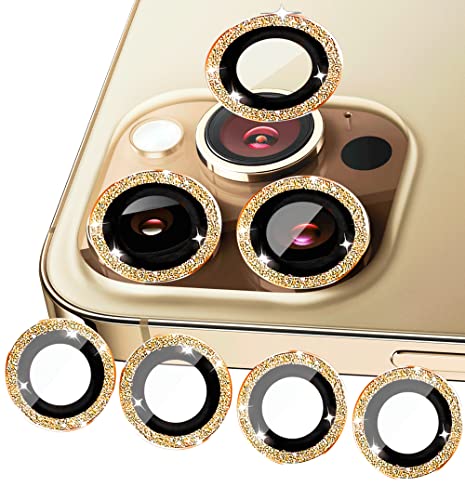 ULITIQ Kompatibel mit iphone 13 Pro Kameraschutz und iphone 13 Pro Max Kameraschutz, Bling Kamera Schutz, Panzerglas Abdeckung Glitzer (6.1/6.7 zoll), Linse Abdeckung, (Gold) von ULITIQ