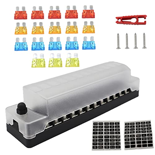 ULTECHNOVO 1 Set-Box 6-Wege-Sicherungskasten Sicherungen Stromkreissicherungshalter Auto Fuse Holder Fuse Box 12-poliger Sicherungsblock Wasserdichter Sicherungshalter Schraube: Edelstahl von ULTECHNOVO