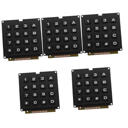 ULTECHNOVO 5 Stück Industrietastatur Tasten Schalter Tastatur Mikrocontroller Tastaturmodul 16 Tastenmodul Tastatur Industriemodul Tastenarray Tastenmodul Array Tastatur Kunststoff Schwarz von ULTECHNOVO